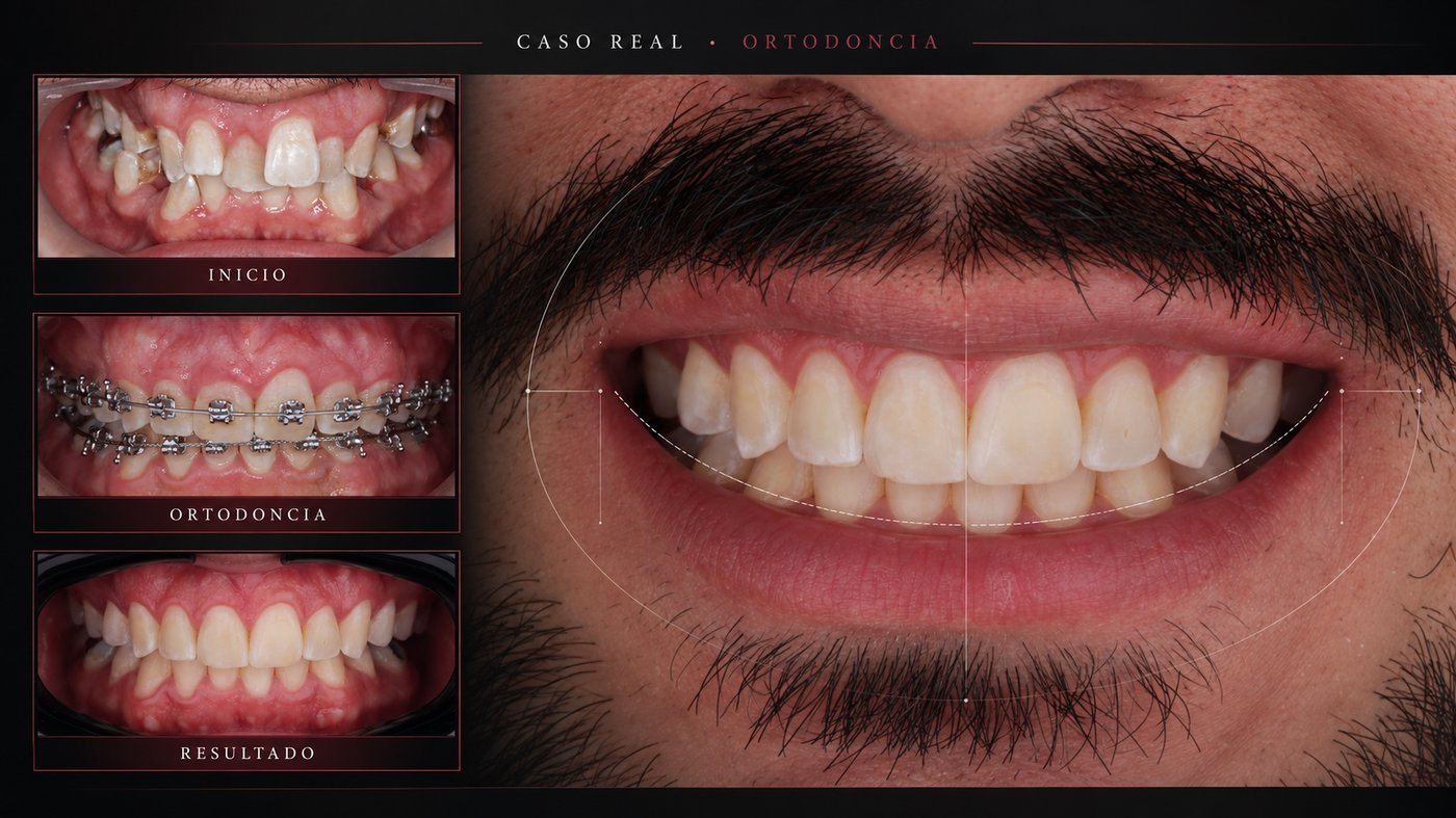 Caso real Dental Advance: ortodoncia con brackets metálicos, inicio, tratamiento y resultado